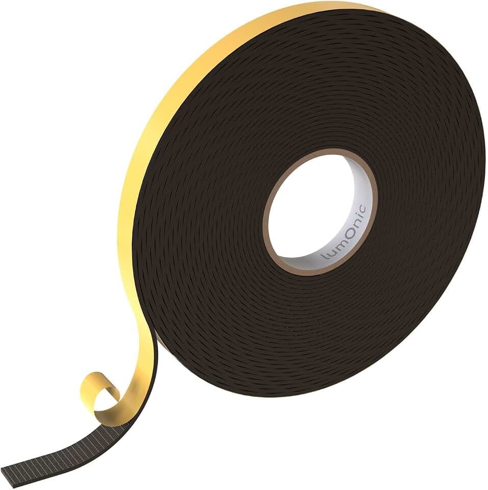 Lumonic 10m EPDM Dichtungsband Selbstklebend 15mm x 2mm | Moosgummi Dichtband für Fenster + Türen | Fensterdichtung, Türdichtung, Gummidichtung zum Kälteschutz