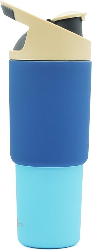 asobu Cosmic Wasserflasche – 1 l Edelstahl-Trinkflasche, sicherer Griff, ideal für Reisen, passend für Becherhalter, hält Getränke kalt, Blau