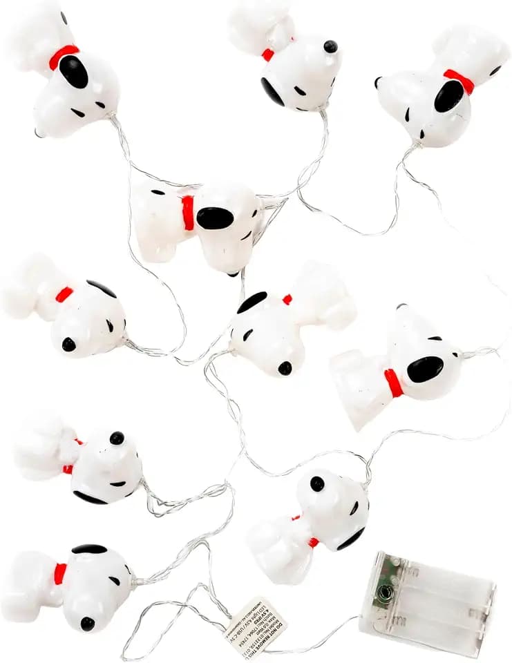 United Labels The Peanuts Snoopy Lichterkette 2 m 10 LEDs, warmweiß, innen, batteriebetrieben, USB-C Anschluss, LED Lichterkette innen für Wohnzimmer und Kinderzimmer