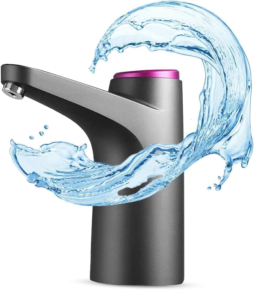 NK Wasserspender - LED-Anzeige, USB-Akku 1200 mAh, Silikonmaterial, kompatibel mit 4,5L 5L 7,5L 10L 11,3L 15L 18,9L (3,8 und 4,8cm Adapter) - Schwarz
