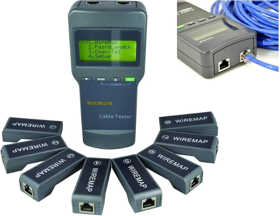 KALEA-INFORMATIQUE Professioneller Tester für RJ45-Ethernet-Netzwerke. Zeigt das Verdrahtungsschema an und lokalisiert den Fehler auf dem Kabel von seinem Ursprung an, mit 8 Satelliten.