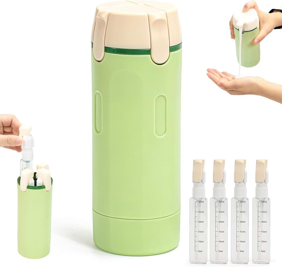 4-in-1-Reise-Spenderflaschen-Set: nachfüllbare, auslaufsichere Quetschflaschen für Toilettenartikel, tragbare Reisebehälter für Shampoo, Lotion, Conditioner und Creme (grün)