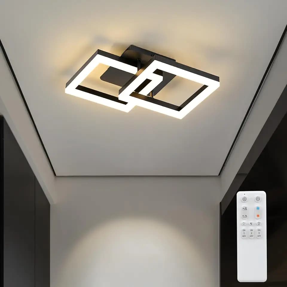 ANTENLICHT LED Deckenlampe Schlafzimmer Modern Geometrisch 20W Wandleuchte, Deckenleuchte mit Fernbedienung Stufenlos Dimmbar 3000-6500K für Flur Balkon, Esszimmer, Garderobe, Schwarz
