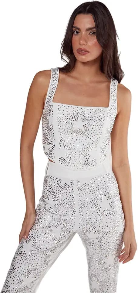 Nasty Gal Women's Tailored Star Diamante Corset Top