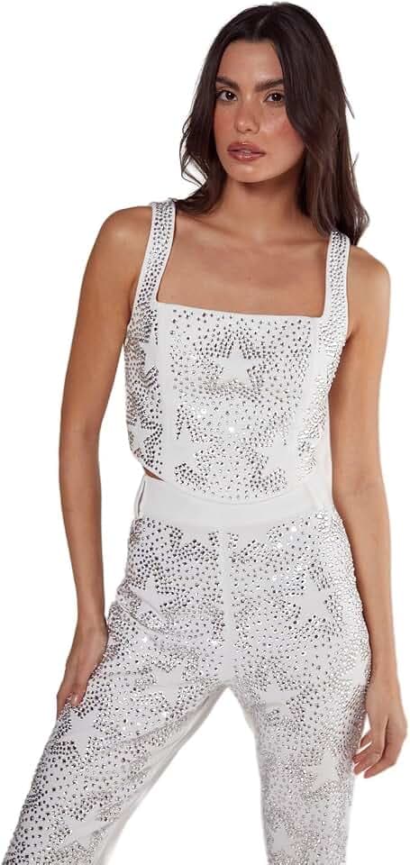 Nasty Gal Women's Tailored Star Diamante Corset Top