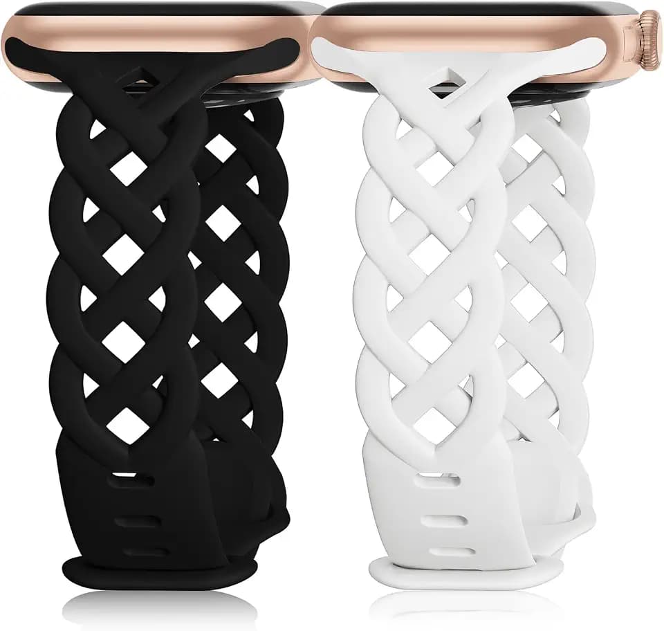 Braided Silicone Bands Compatible with Apple Watch Women Slim Thin Narrow
