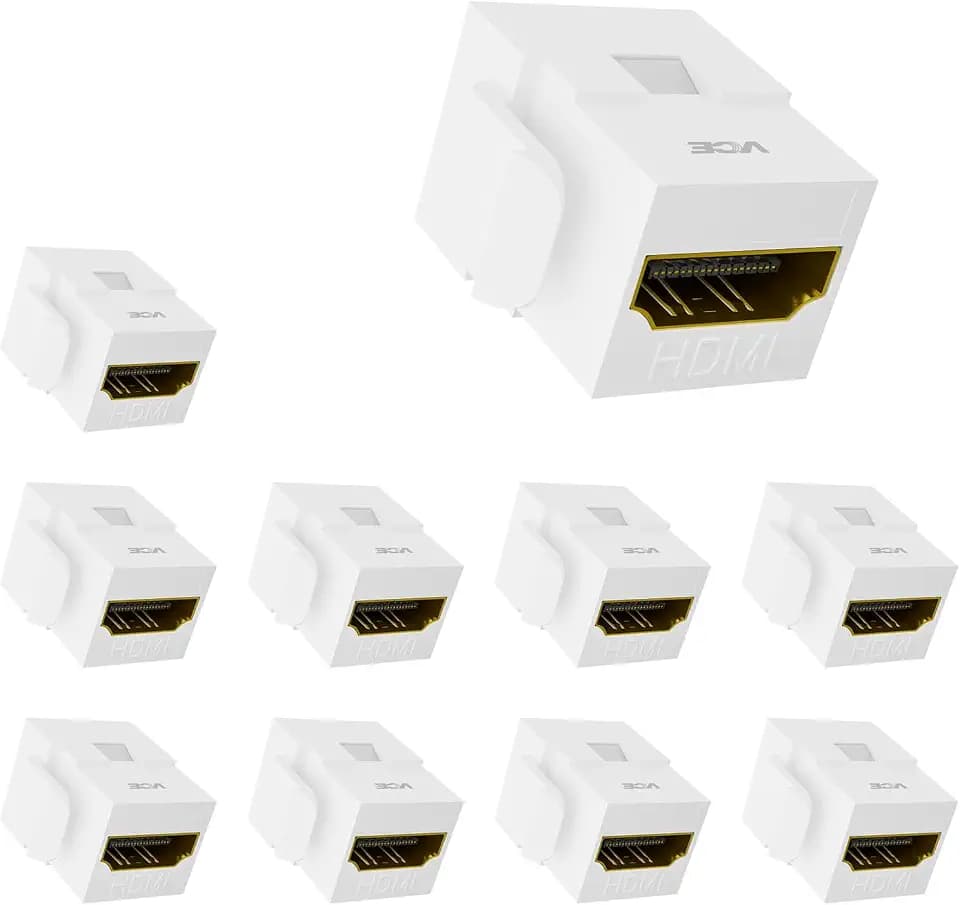 VCE 4K HDMI Keystone Jack, F2F Snap-in, for Keystone Wall Plate, 10-Pack