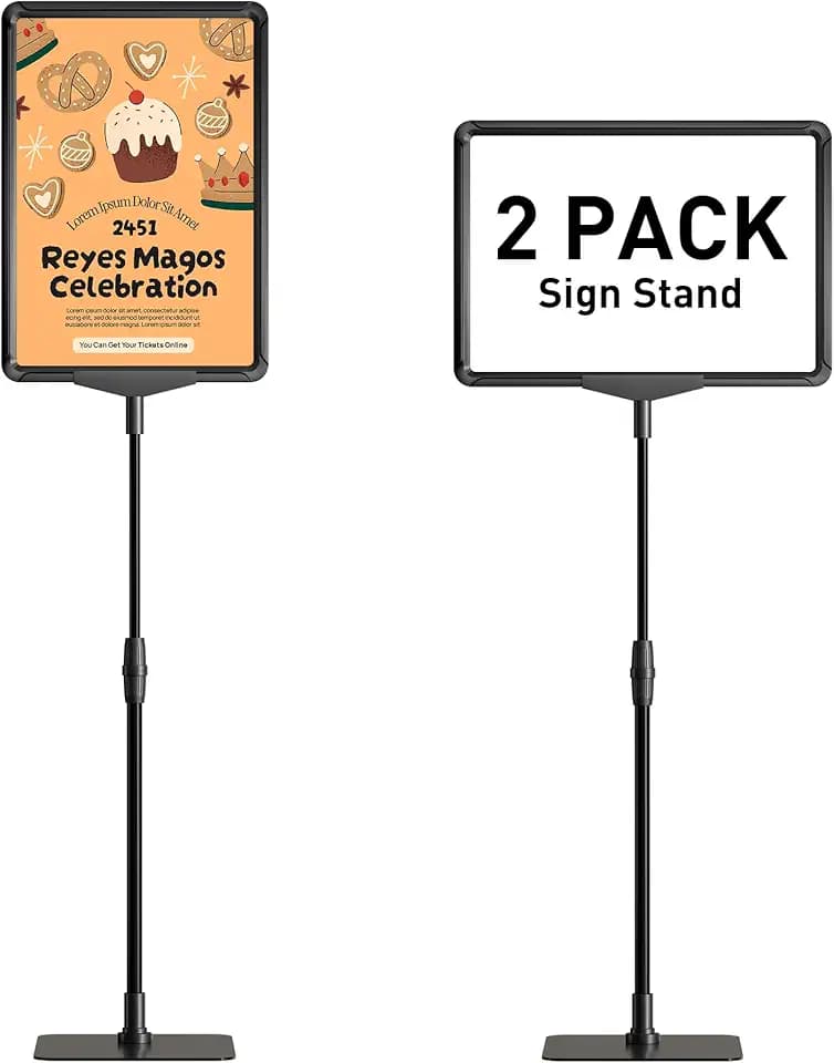 Infoständer A4 Aufsteller Information Stand - Kundenstopper Plakatständer Poster Stands 2 Stück Advertising Stand Height Adjustable Robuster mit Einfachem Inhaltswechsel