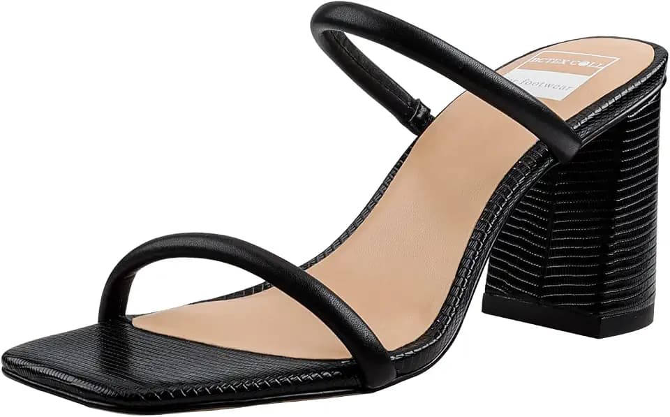 BCTEX Women's High Heeled Sandal Square Toe with Two Strap