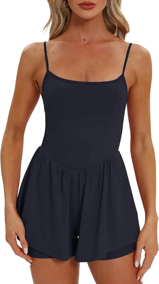 Beaully Women's Summer Sleeveless Rompers Spaghetti Strap Shorts Jumpsuit