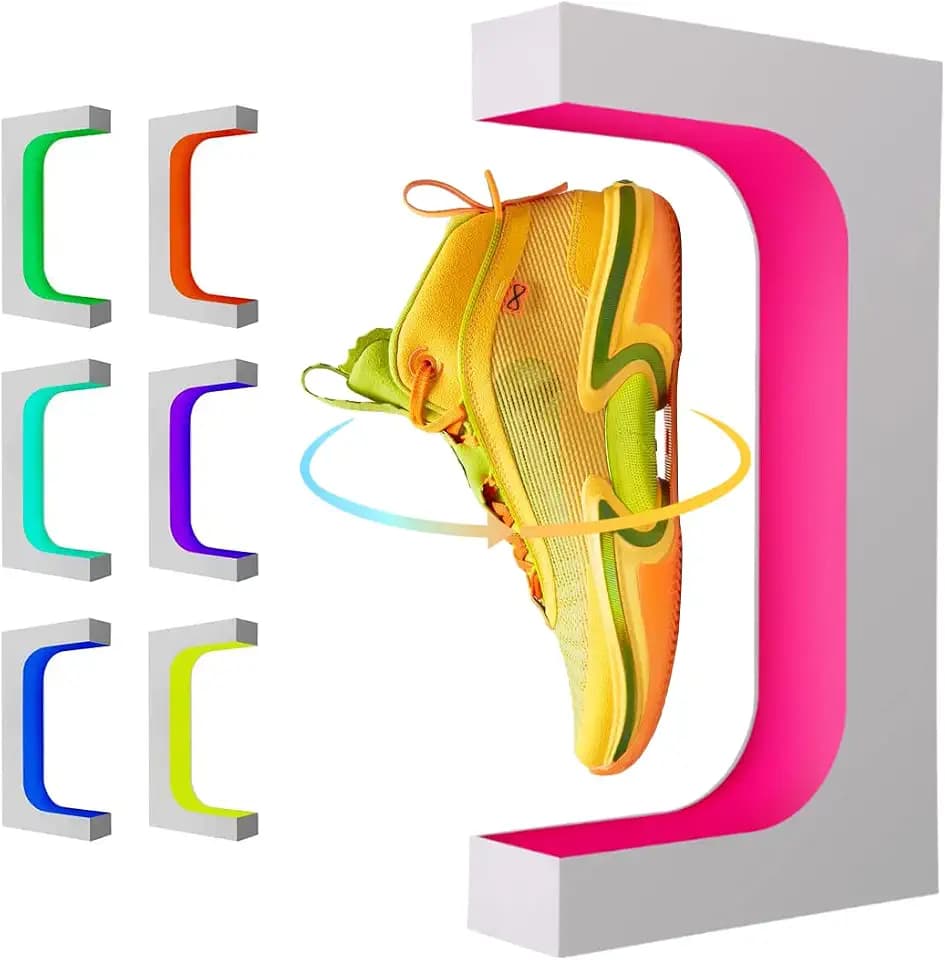 UVEHAS Schwebendes Schuh-Display, Schwebende rotierende Sneaker Stand, Magnetische Levitation Schuhregal mit 16 Farben LED-Licht für Geschenke Schuhe Sammler Shop Werbung Ausstellung Home Decor