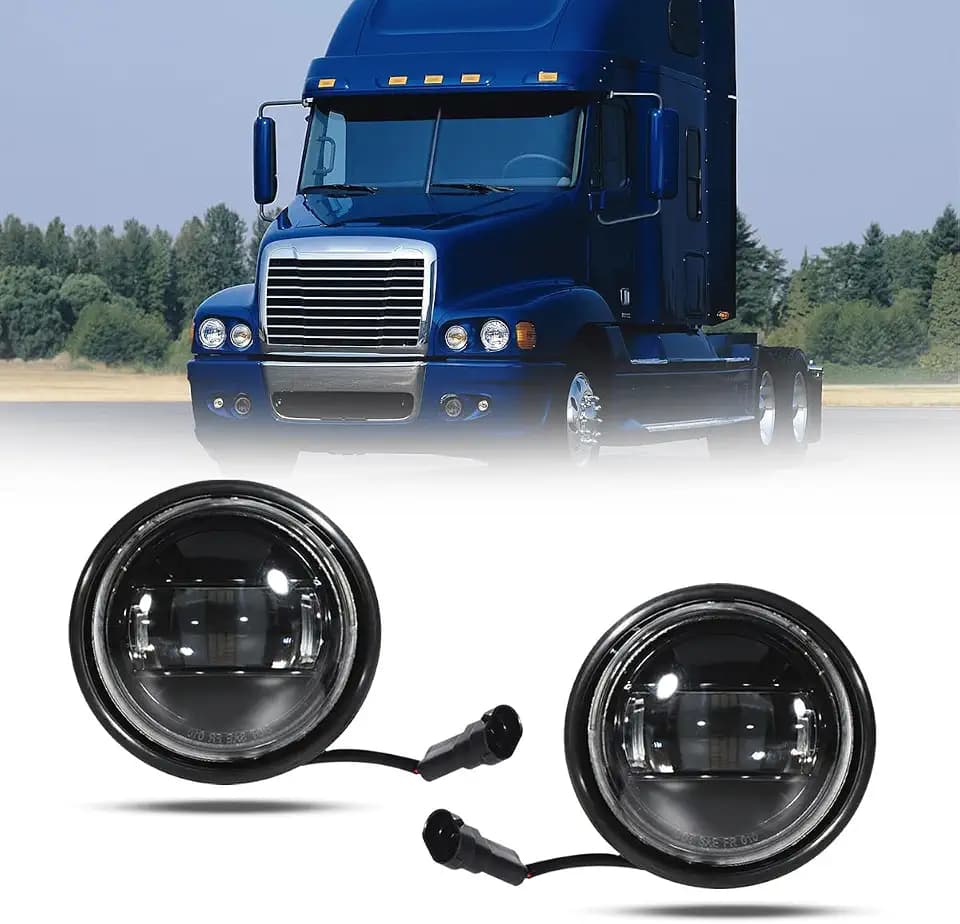 Pair Led Black Fog Lights Replacement With Bulbs Fit For 2000-2015 Freightliner Columbia Passenger & Driver Side Front Fog Light Lamp Fit for 2004-2015 Freightliner Century