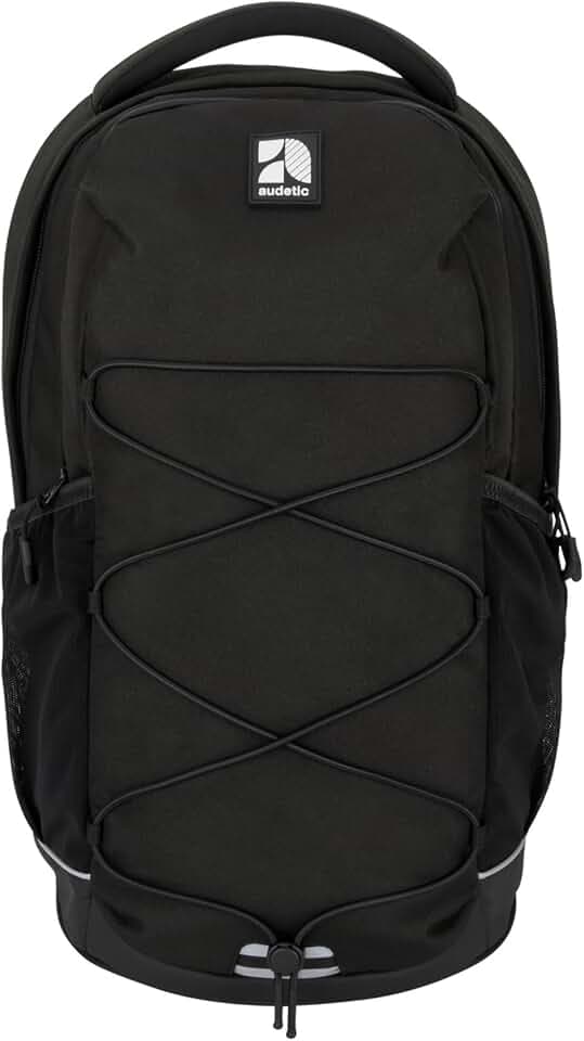 AUDETIC Schulrucksack Teenager Schwarz - AERO Backpack - Schulranzen für Jungen & Mädchen - 21 Liter - Ergonomischer Rucksack mit vielen Fächern für Schule & Freizeit - Wasserabweisend