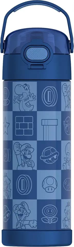 THERMOS FUNTAINER Water Bottle with Spout, 16oz, Mario