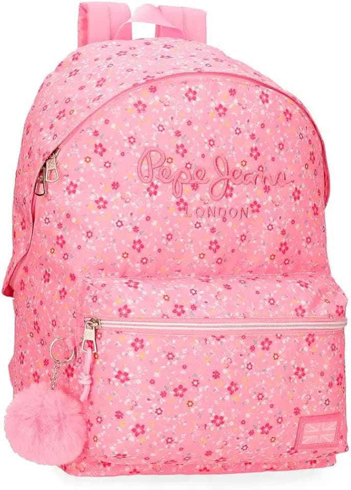 Pepe Jeans Alenka Rosa Schulrucksack, tragbar, 15,6 Zoll, Rosa, 31 x 42 x 17,5 cm, Polyester, 22,79 l, von Joumma Bags, Rosa, Talla única, Schulrucksack
