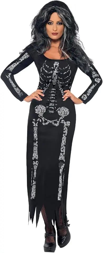 Smiffy's 38873L Skelettkostüm für Damen, L, schwarz