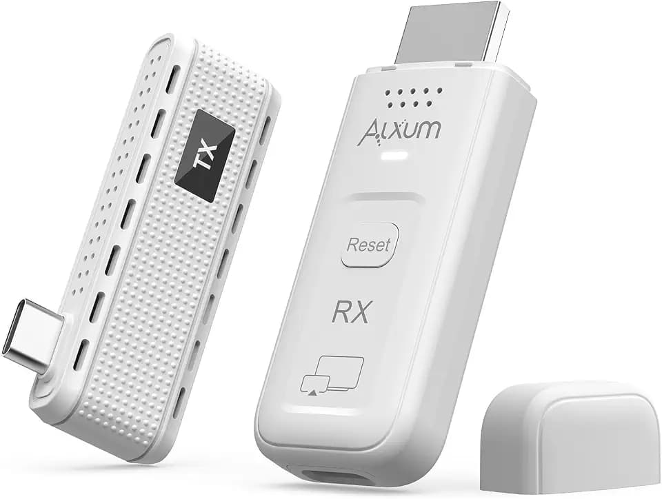 Alxum USB-C Wireless HDMI Transmitter & Receiver, 2-in-1 Kit: Plug & Play & AirPlay/Miracast Casting, 165ft/50m, 4K Decode 1080P@60Hz Output, 5G+2.4G for Laptop/Phone/Tablet to Monitor/Projector/TV
