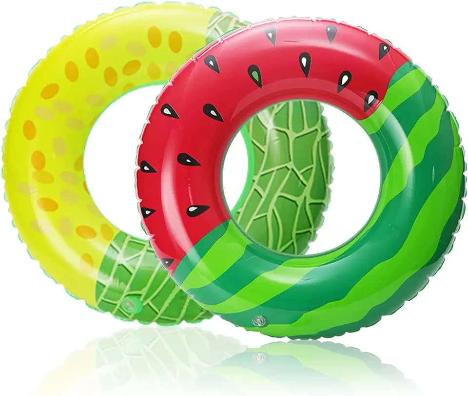 TSHAOUN 2 Stück Aufblasbarer Wassermelonen-Schwimmring, Schwimmreifen Für Das Schwimmbad, Strand, Urlaub, Sommer Wasser Schwimm Pool Ring