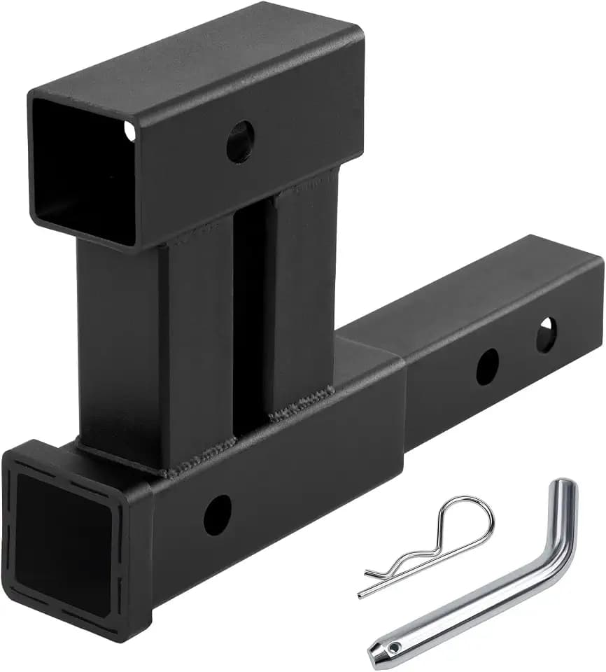 Taelakeni 4000lbs Dual Hitch Extension Receiver Double Trailer Hitch Extender Riser Adapter, 8-10 INCH Extension Length, Fits for 2" Trailer Receivers, Come with 5/8" Hitch pin, 6 Inch Rise or Drop
