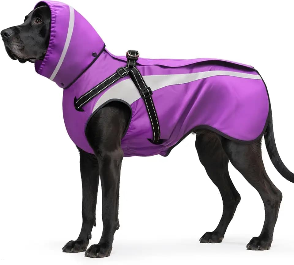 Hund Regenmantel wasserdichte Regenmäntel für Hunde Regenjacken mit Kapuze Haustier Regen Poncho Mantel für kleine mittlere große Hunde Welpen S-XXL (Lila, M)