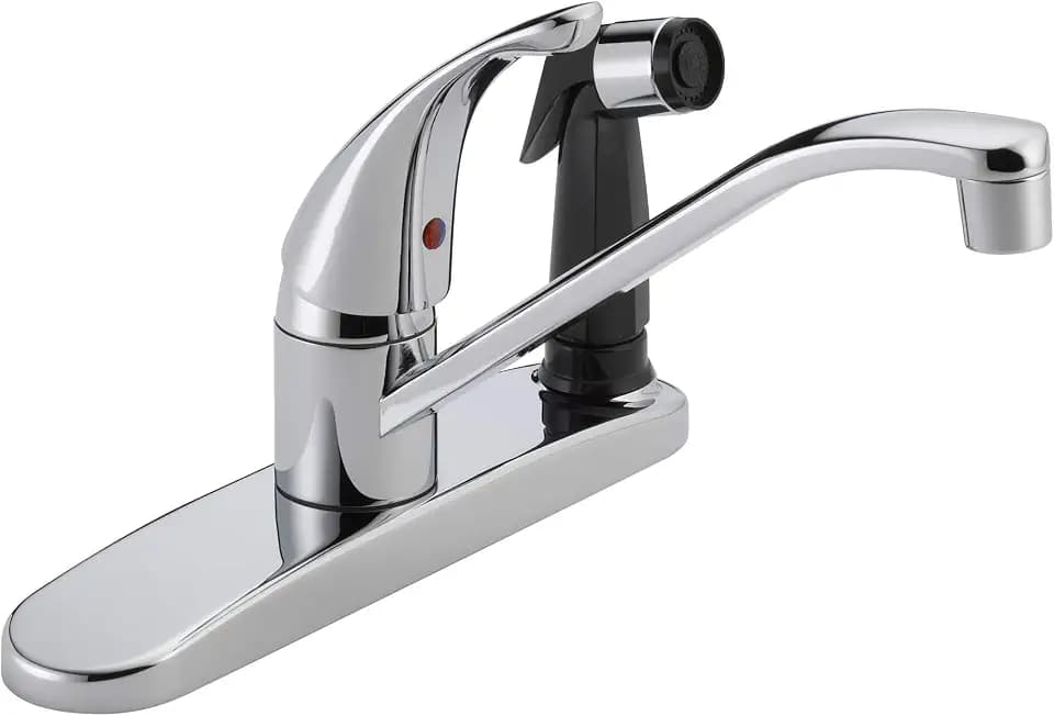 Peerless Single-Handle Kitchen Sink Faucet with Integrated Side Sprayer, Chrome P114LF