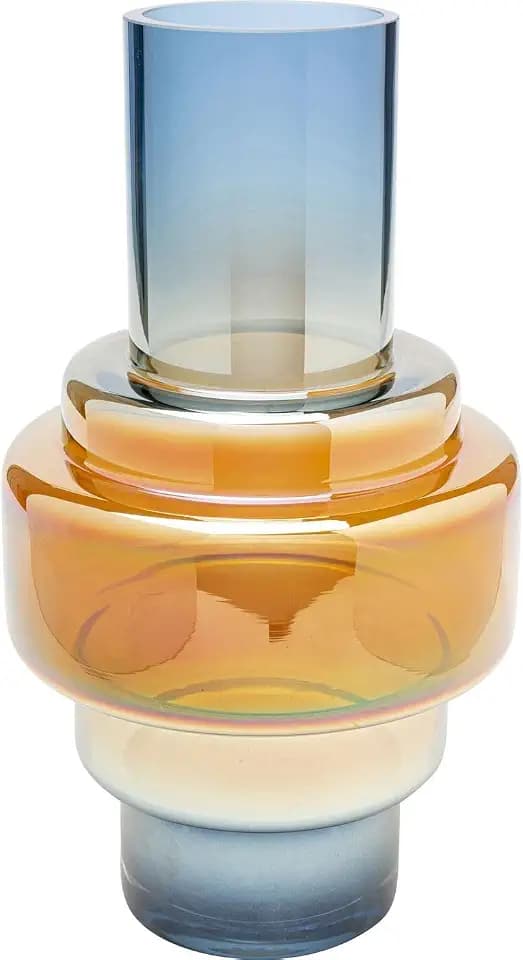 Kare Design Vase Phenom Multi, Orange/Blau, Blumenvase, Dekorationsvase, Gefäß für Blumen, Tischvase, 35cm