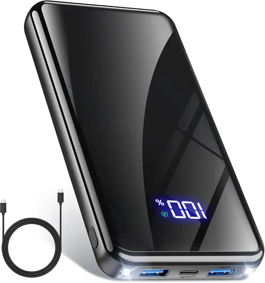 Powerbank 20000mAh, 22,5W USB-C Schnellladefunktion, Tragbarer externer Akku mit LED-Display & Taschenlampe, Universell kompatibel