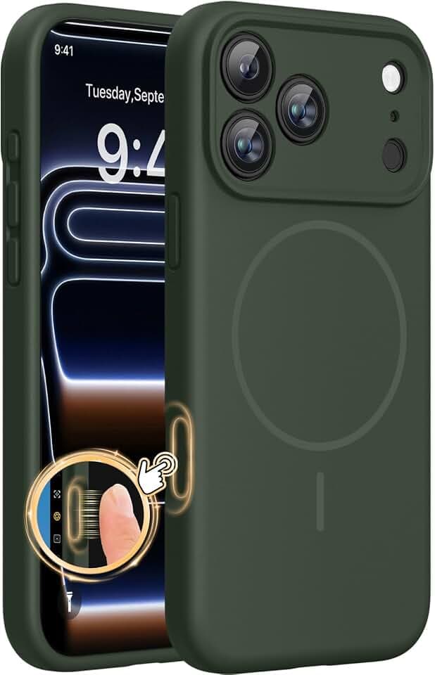 Miracase Magnetic for iPhone 17 Pro Case, Silicone, Dark Green