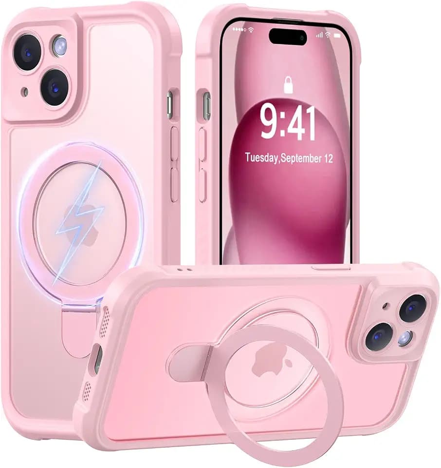 MOCCA Magnetic for iPhone 15 Case with Stand,Pink
