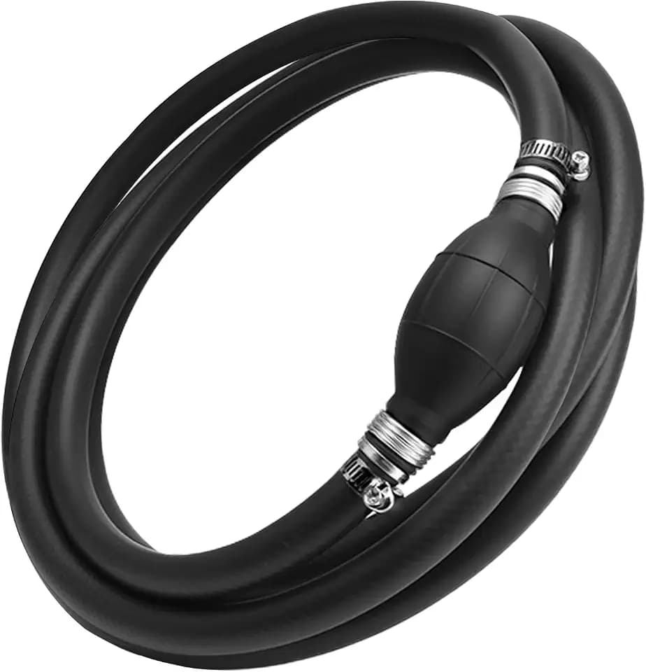 3/8" 6Ft Fuel Line Assembly with Primer Bulb - Universal Fits Outboard Boat Motor/RVs/Tractors/Lawnmowers/Caravans, Nylon Braided Marine Fuel Hose Assembly (3/8 inch ID, Length: 6 Ft)
