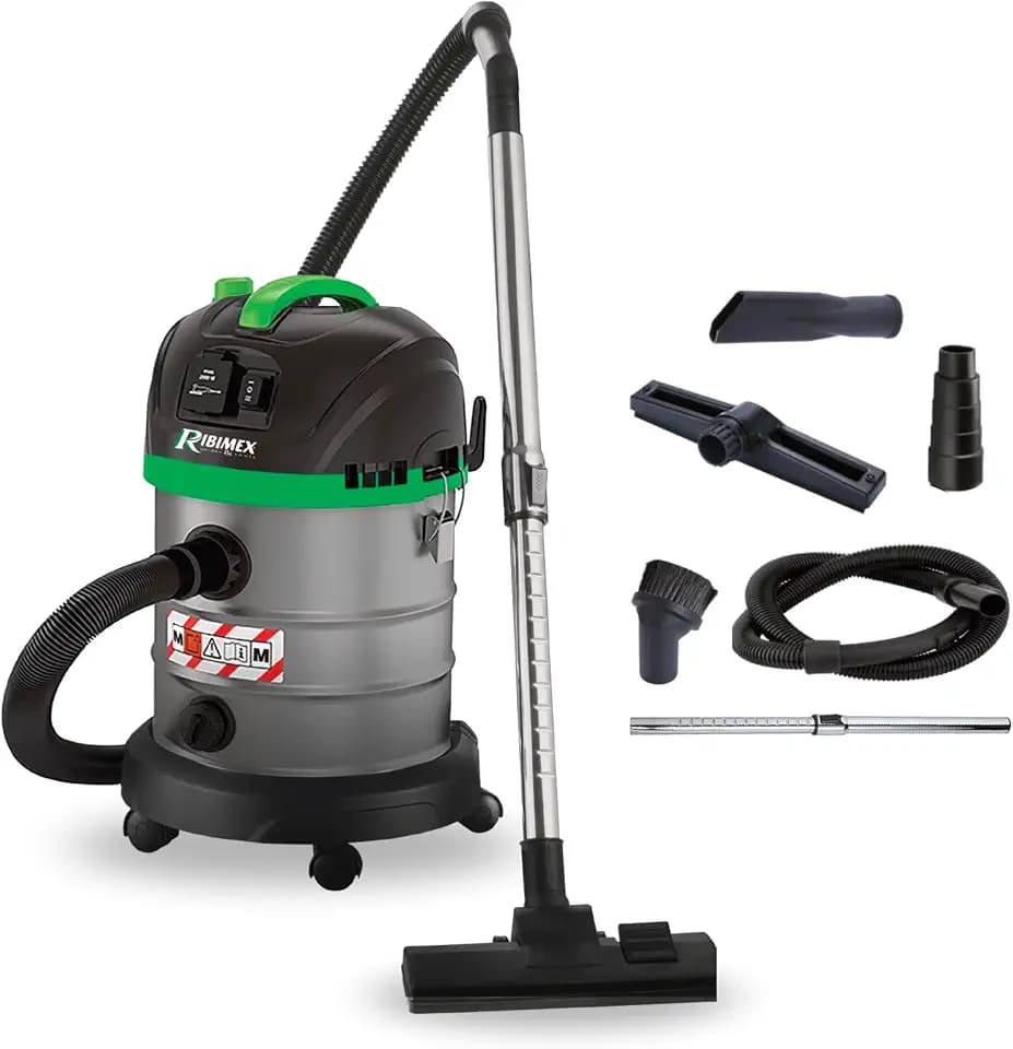 Ribimex Staubsauger für Feste und flüssige Flüssigkeiten Aspirix Serie Pro Klasse M, professioneller Allessauger, 20 l, 1400 W, Steckdose für Elektrowerkzeuge und Blasfunktion, inklusive Zubehör