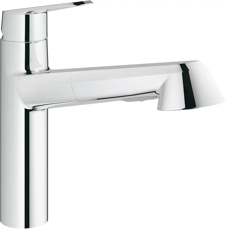 GROHE Eurodisc Cosmopolitan -Einhand- Spültischbatterie (Schwenkbereich 100°, Einlochmontage, herausziehbare Dual Spülbrause), chrom, 32257002