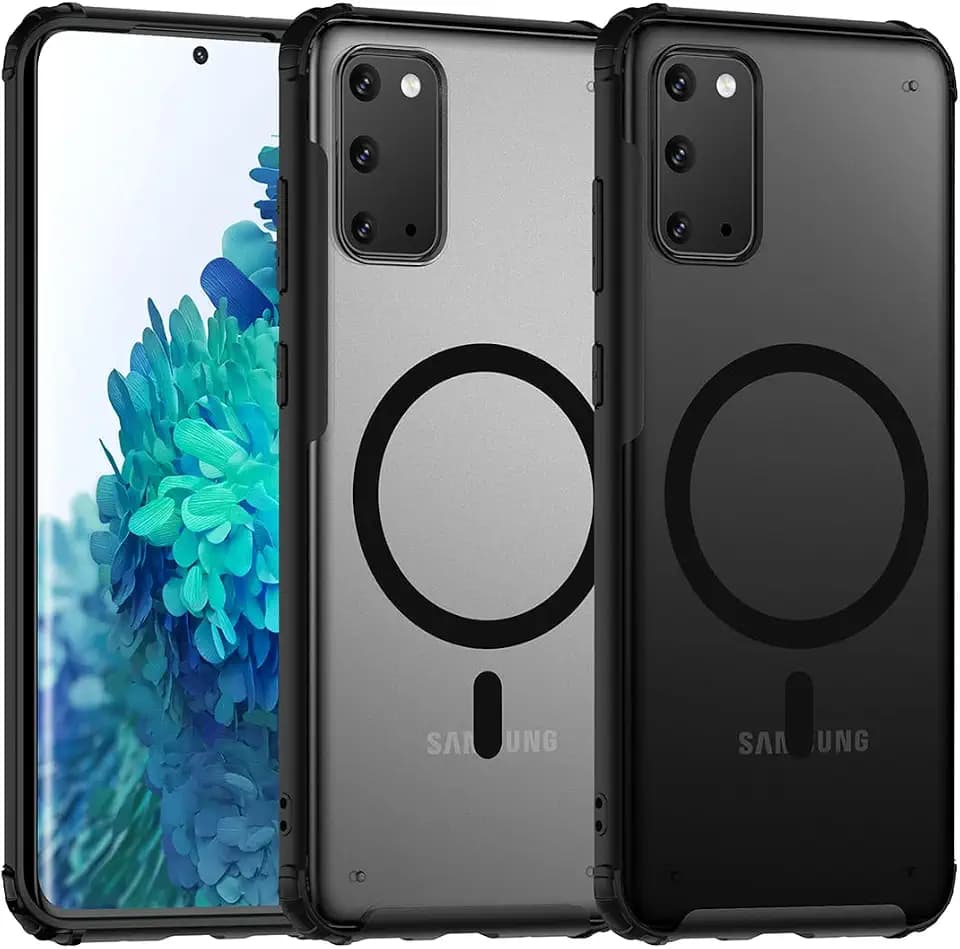 TIANNIUKE Magnetic Case for Samsung Galaxy S20 Plus, Translucent Matte Anti-Fingerprint,Compatible with MagSafe,Slim Fit Shockproof Protective Phone Case for Galaxy S20+ Plus Case (Transparent Black)