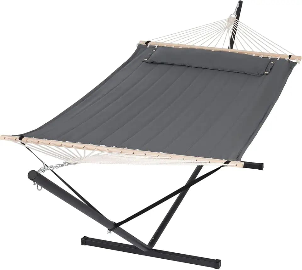 SUNCREAT 2 Person Hammock with Stand, 475 lbs Capacity, Dark Grey