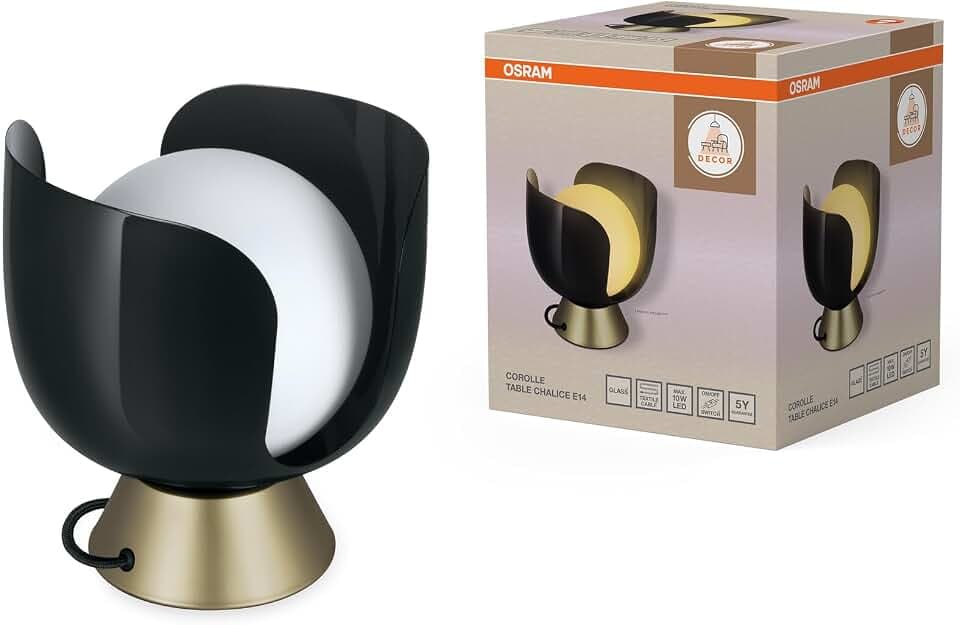 Osram Corolle Tischleuchte E14 Metall Glas Retro Schwarz