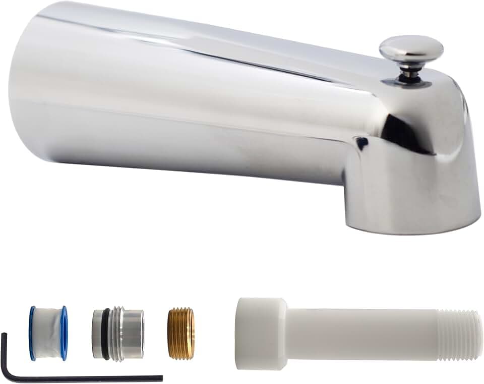 Westbrass E507DUS-26 Universal Fit 7" Diverter Tub Spout, Zinc, Polished Chrome