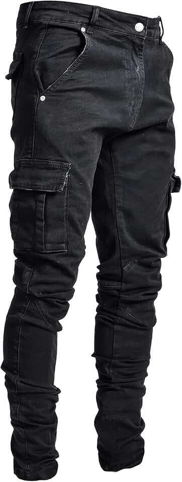 Pantete Men's Slim Fit Jeans Flex Waist Fashion Skinny Cargo Denim Pants