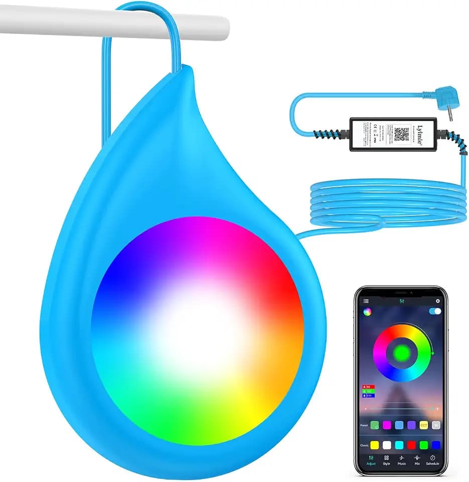 LyLmLe LED Poolbeleuchtung, 20W RGB Poolscheinwerfer mit Magnet für Stahlwandpools Framepools, IP68 Wasserdicht Dimmbar Farbwechselnde Unterwasser Poollicht mit APP-Kontrolle, 8m Kabel, 12V