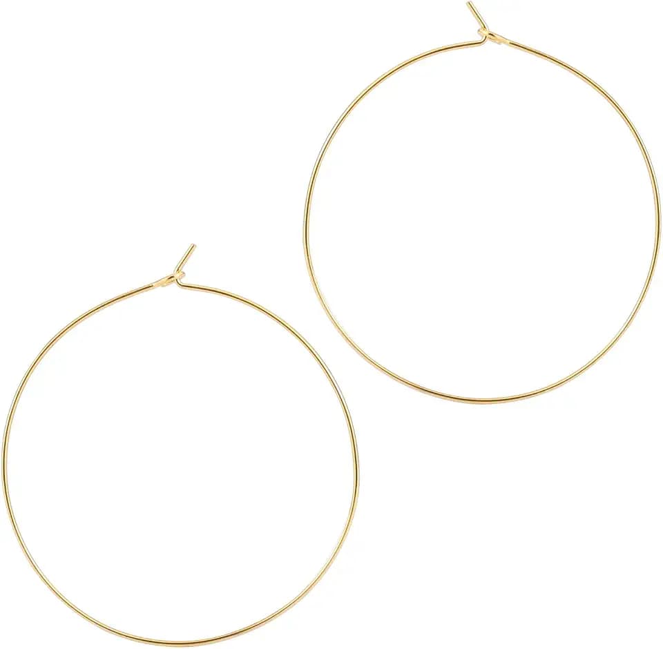 ESMATOO Thin Gold Hoop Earrings for Women - Hypoallergenic Lightweight Gold Hoop Earrings Dainty - Large
