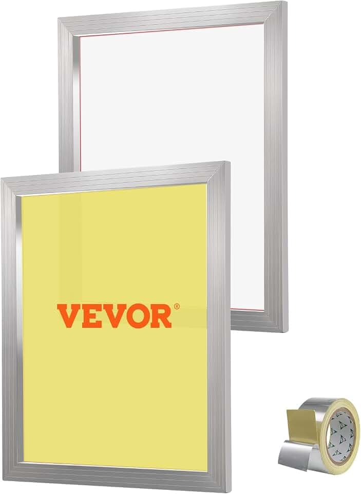 VEVOR Siebdruck-Set 2 Stk. Aluminium-Siebdruckrahmen, 50,8 x 61 cm Siebdruckrahmen mit 230 Netzstoff, Hochgespanntes Nylongewebe & Dichtungsband für T-Shirts, DIY-Druck usw.