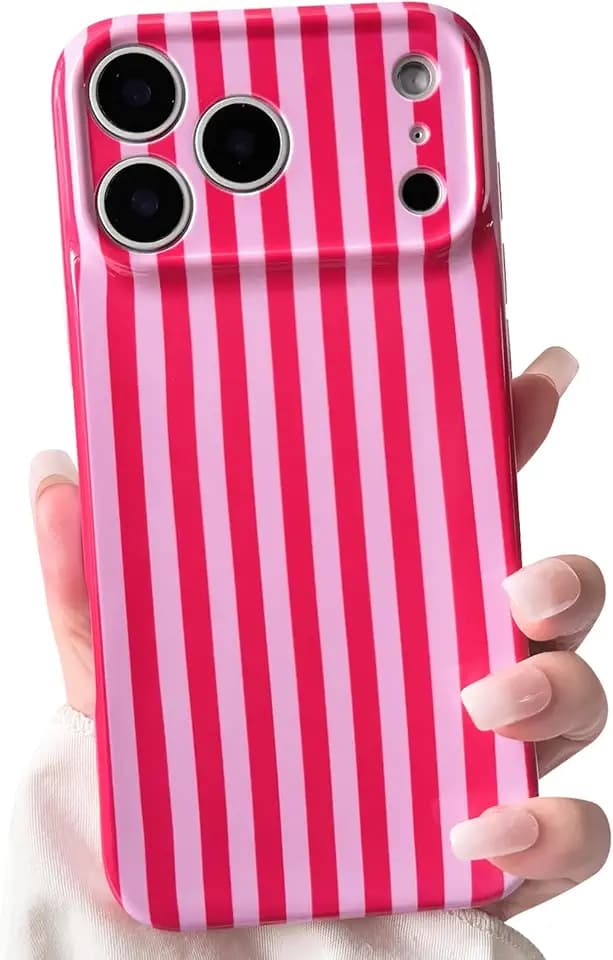 Lovmooful for iPhone 17 Pro Case Cute Aesthetics Color Striped-Red