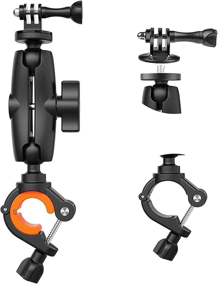 UNSTINCER Action Cam Halterung für GoPro Insta360 DJI, für 8–35mm Stange | 360° Drehbarer Kamera Mount für Motorrad Fahrrad MTB Scooter Lenker Spiegel Stativ, Actioncam Halter mit 1/4" –20 Gewinde