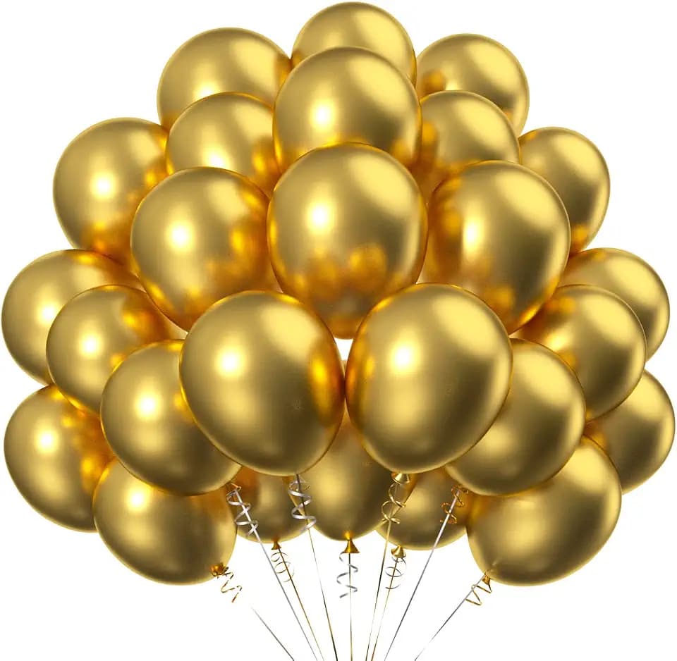 100 Stück 12 Zoll Metallic Luftballons Gold,Chrom Latex Ballons Golden für Party Dekoration