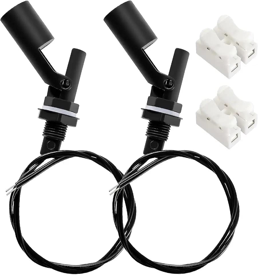 2 Stücke M12 10W Wasserstand Sensor, PP Seitlich-Montierter Horizontaler Flüssigkeit Schwimmerschalter, Wasser Flüssigkeitsstand Sensoren, mit Federdraht Verbinder, für Tankpool, Schwarz