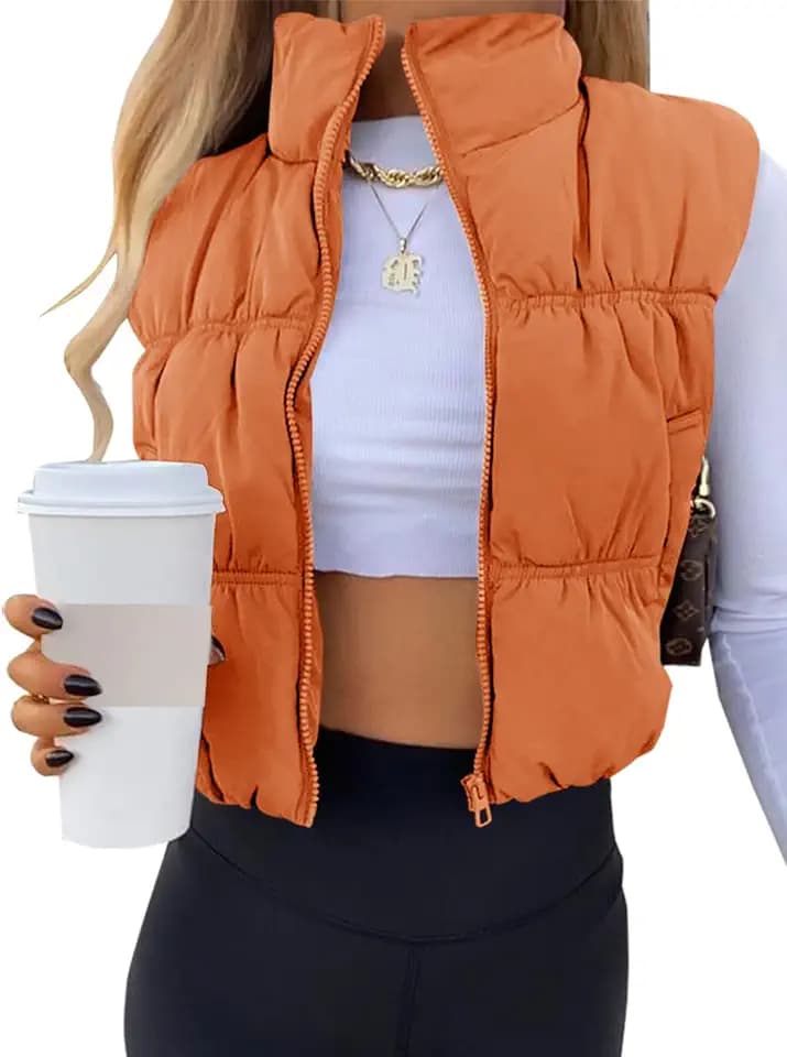 SySea Women's Crop Puffer Vest Zip Up Sleeveless Outerwear Padded Coat