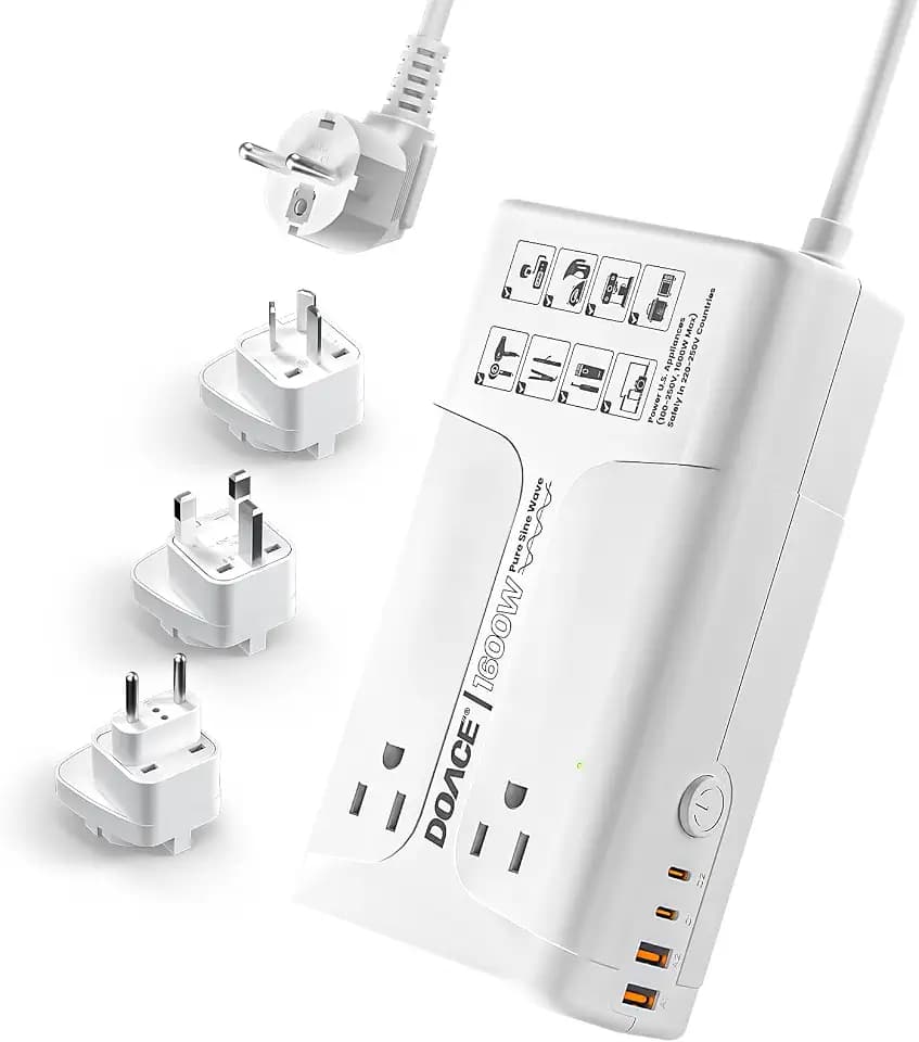 1600W Travel Voltage Converter US to Europe for Any US Appliance Abroad