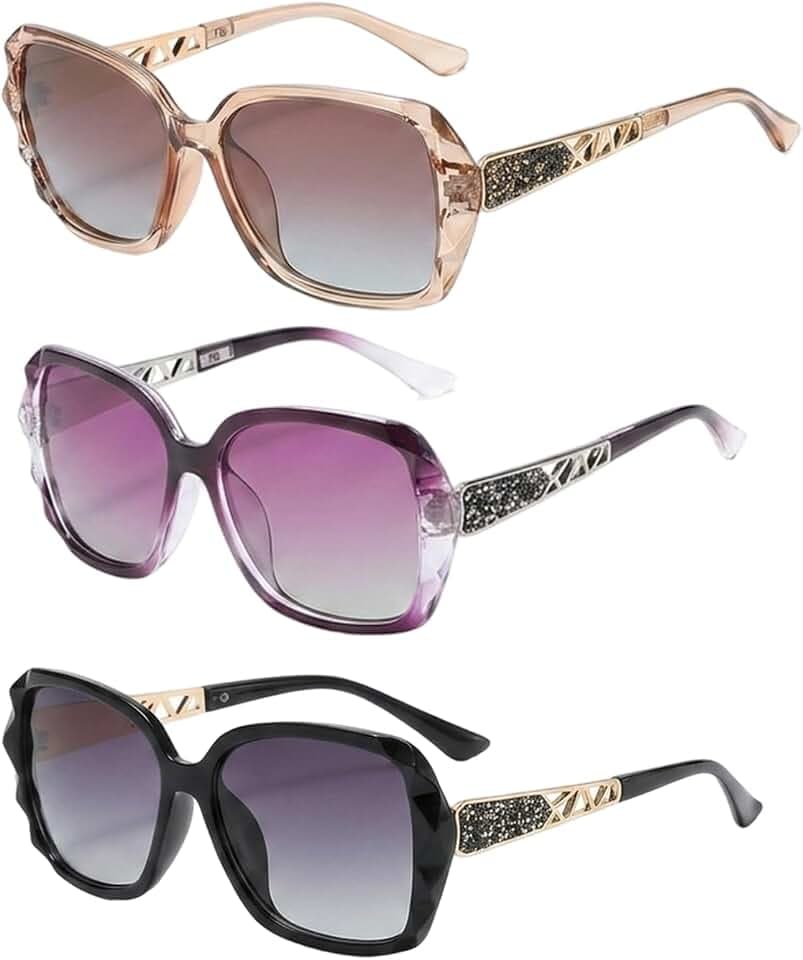 3 Stück Sonnenbrille Damen Polarisiert, UV400 ，Damen Sonnenbrille ，Damen Polarisiert Mode Groß Klassische Sonnenbrille, Modische Accessoires, Für Outdoor-Aktivitäten, Leicht Und Robust