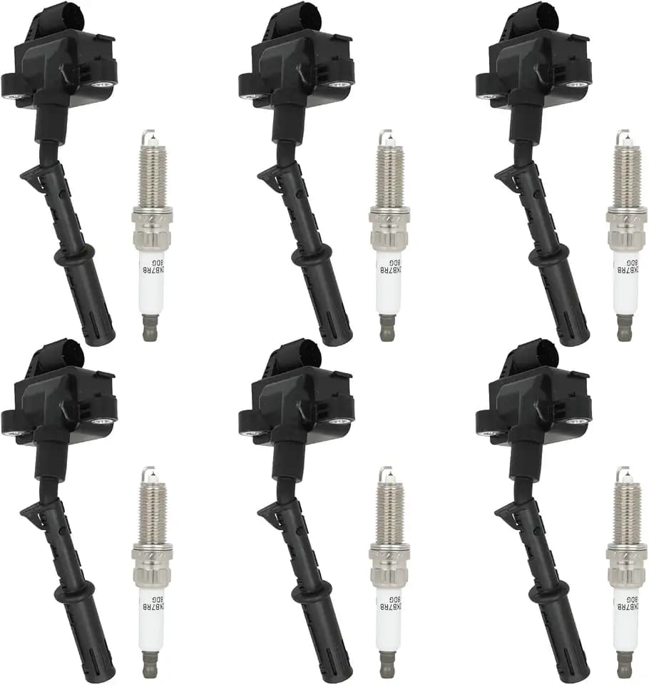 SCITOO 6 Ignition Coils with 6 Spark Plugs for Mercedes Benz C300 UF733