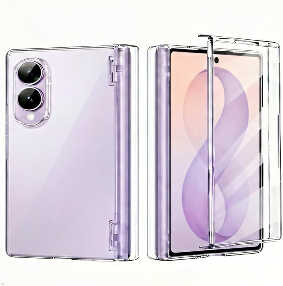 for Galaxy Z Fold 8 Case Clear with Screen Protector &Hinge Protector