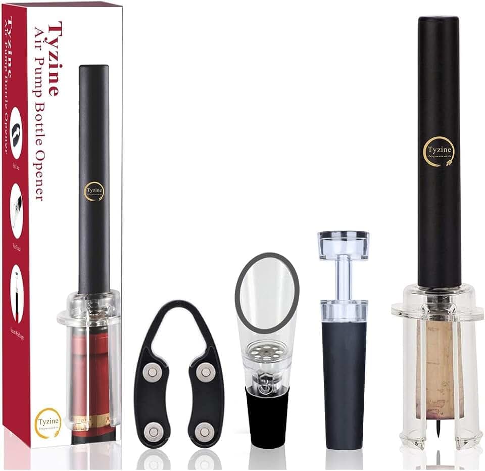 Air Pressure Pump Bottle Opener With Foil Cutter,Aerator Pourer,Vacuum Stopper(4PCS),Simple Cork Remover,Efficient Corkscrew Bottle Opener,Great For Wine Lovers,Perfect Wine Gift.